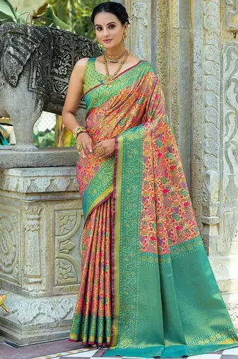 Ethnic Motifs Woven Design Zari Kanjeevaram Saree
