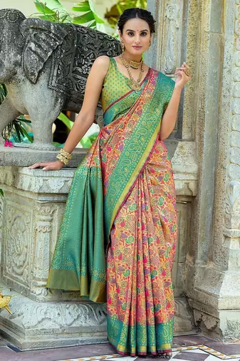 Ethnic Motifs Woven Design Zari Kanjeevaram Saree