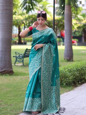 Ethnic Motifs Woven Design Bhagalpuri Saree 1