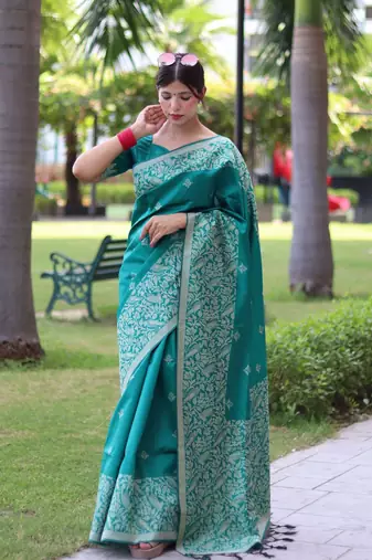 Ethnic Motifs Woven Design Bhagalpuri Saree