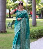 Ethnic Motifs Woven Design Bhagalpuri Saree