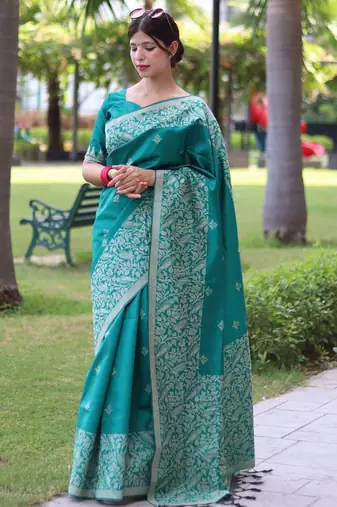 Ethnic Motifs Woven Design Bhagalpuri Saree