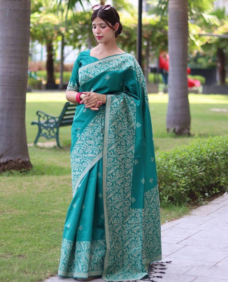 Ethnic Motifs Woven Design Bhagalpuri Saree