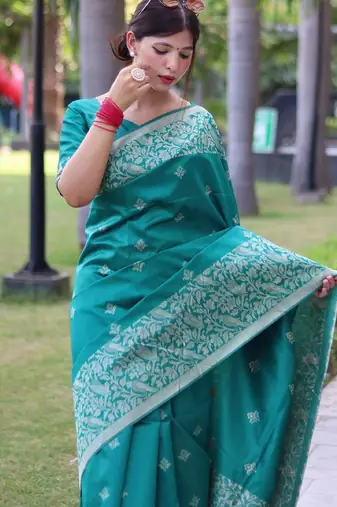 Ethnic Motifs Woven Design Bhagalpuri Saree