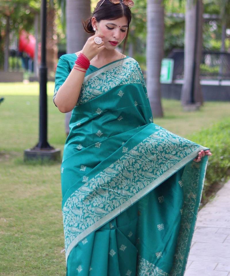 Ethnic Motifs Woven Design Bhagalpuri Saree