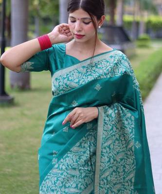 Ethnic Motifs Woven Design Bhagalpuri Saree 4