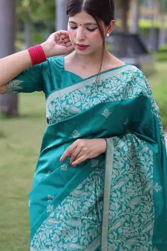 Ethnic Motifs Woven Design Bhagalpuri Saree