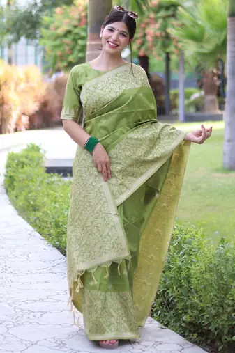 Ethnic Motifs Woven Design Zari Bhagalpuri Saree