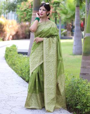 Ethnic Motifs Woven Design Zari Bhagalpuri Saree 2