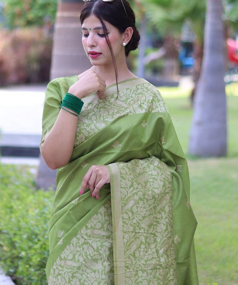Ethnic Motifs Woven Design Zari Bhagalpuri Saree