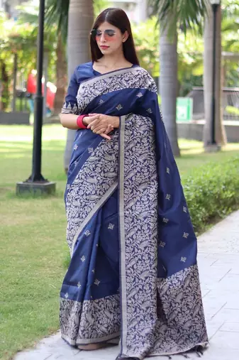 Ethnic Motifs Woven Design Bhagalpuri Saree