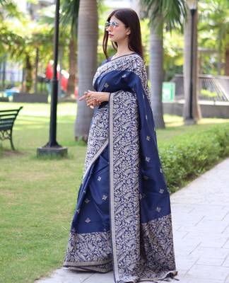 Ethnic Motifs Woven Design Bhagalpuri Saree 2