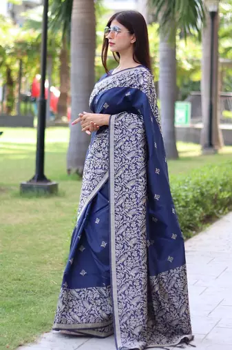 Ethnic Motifs Woven Design Bhagalpuri Saree