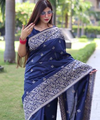 Ethnic Motifs Woven Design Bhagalpuri Saree 3