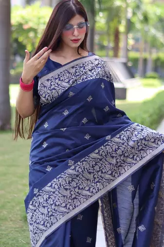 Ethnic Motifs Woven Design Bhagalpuri Saree