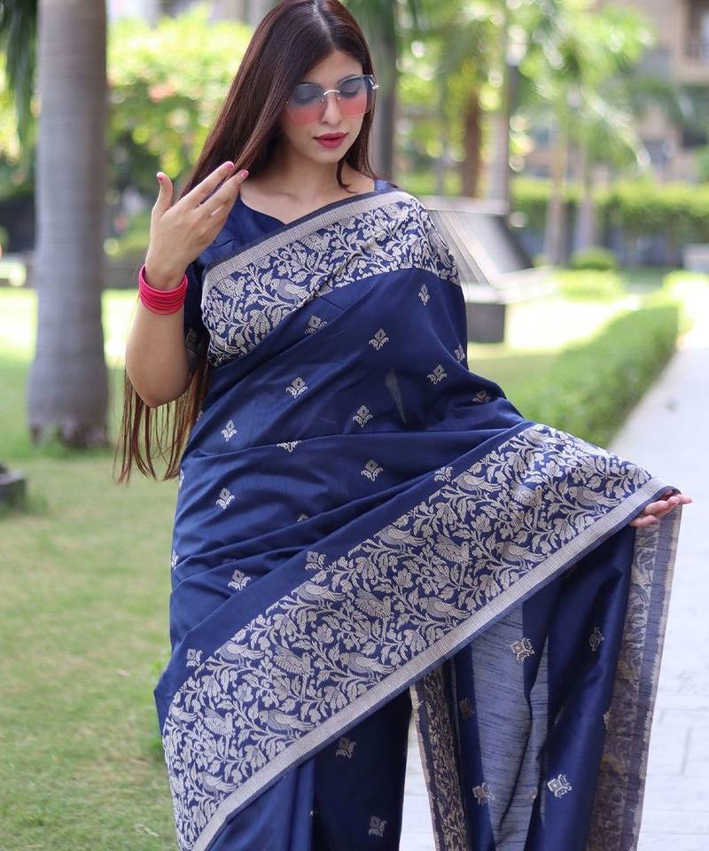 Ethnic Motifs Woven Design Bhagalpuri Saree