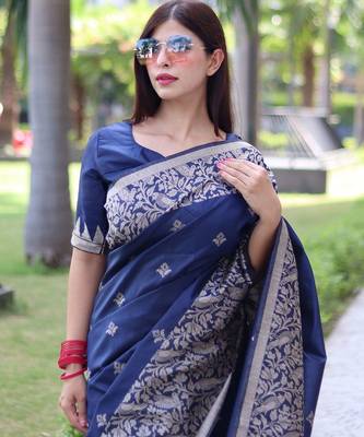 Ethnic Motifs Woven Design Bhagalpuri Saree 4