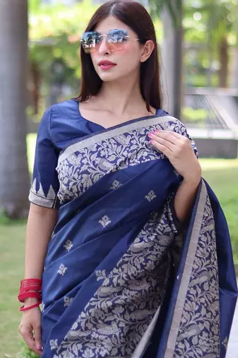 Ethnic Motifs Woven Design Bhagalpuri Saree
