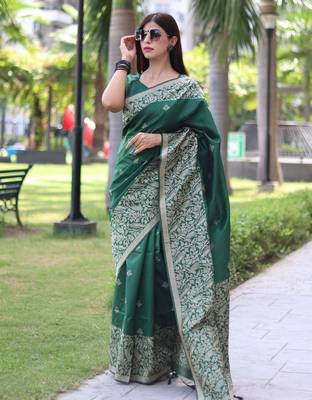 Ethnic Motifs Woven Design Bhagalpuri Saree 1