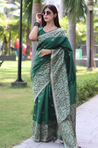 Ethnic Motifs Woven Design Bhagalpuri Saree