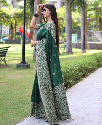 Ethnic Motifs Woven Design Bhagalpuri Saree 2