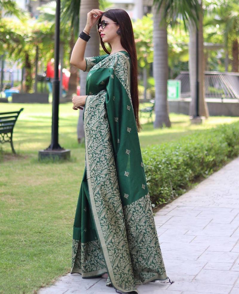 Ethnic Motifs Woven Design Bhagalpuri Saree