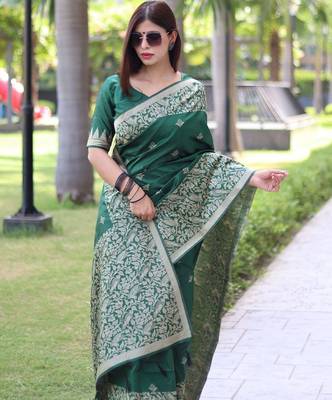 Ethnic Motifs Woven Design Bhagalpuri Saree 3