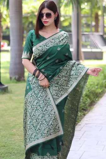 Ethnic Motifs Woven Design Bhagalpuri Saree