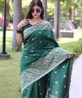 Ethnic Motifs Woven Design Bhagalpuri Saree 4