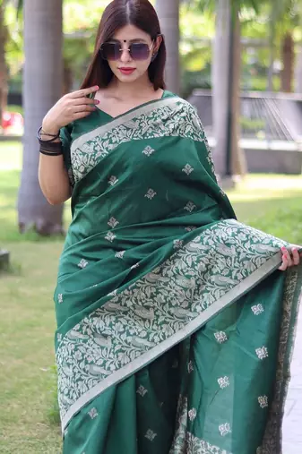 Ethnic Motifs Woven Design Bhagalpuri Saree
