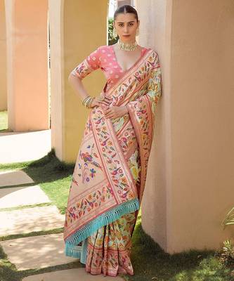 Ethnic Motifs Woven Design Zari Paithani Saree 2