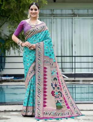Ethnic Motifs Woven Design Zari Patola Saree 1