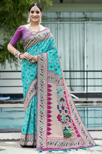 Ethnic Motifs Woven Design Zari Patola Saree