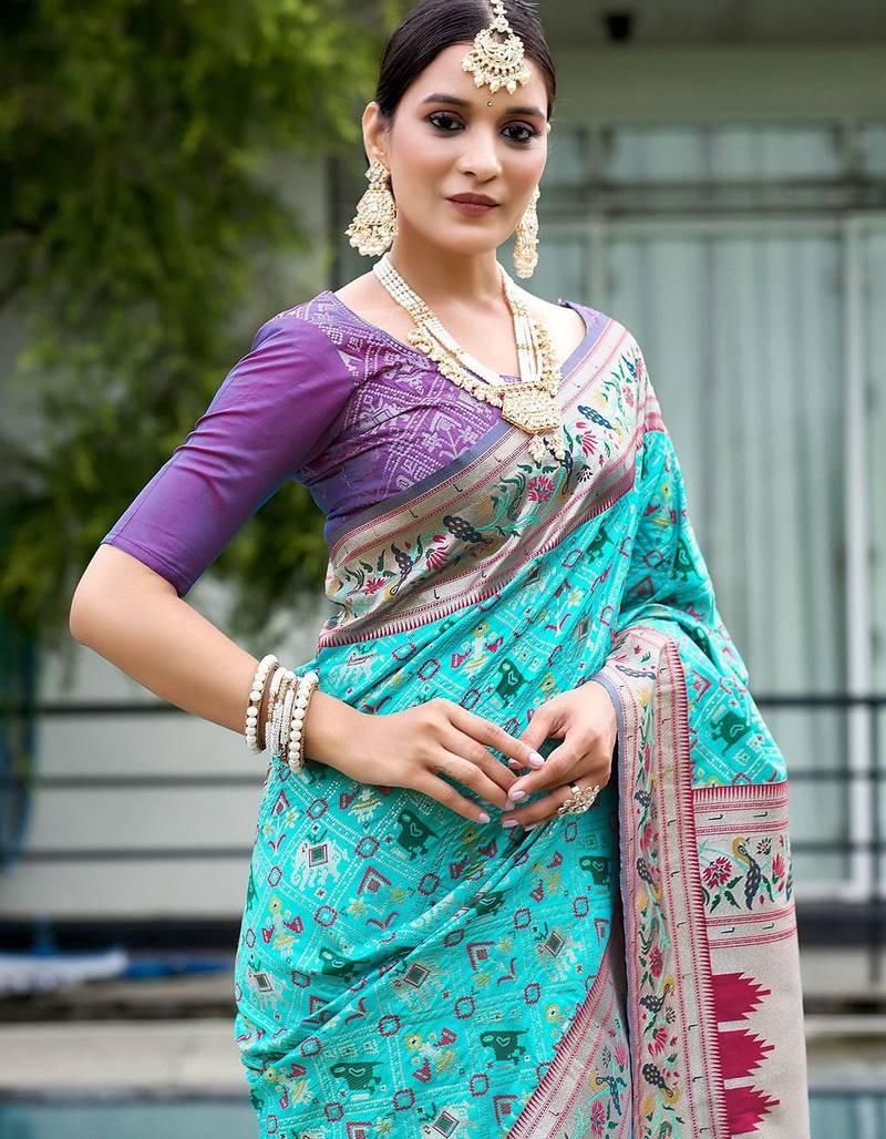 Ethnic Motifs Woven Design Zari Patola Saree