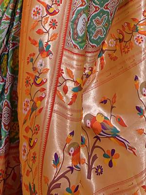 Ethnic Motifs Woven Design Zari Detail Art Silk Paithani Saree 4