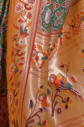 Ethnic Motifs Woven Design Zari Detail Art Silk Paithani Saree