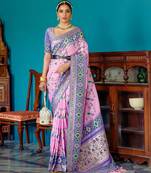 Ethnic Motifs Woven Design Zari Paithani Saree