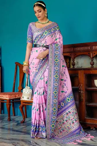 Ethnic Motifs Woven Design Zari Paithani Saree