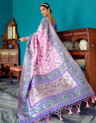 Ethnic Motifs Woven Design Zari Paithani Saree 3