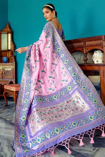 Ethnic Motifs Woven Design Zari Paithani Saree