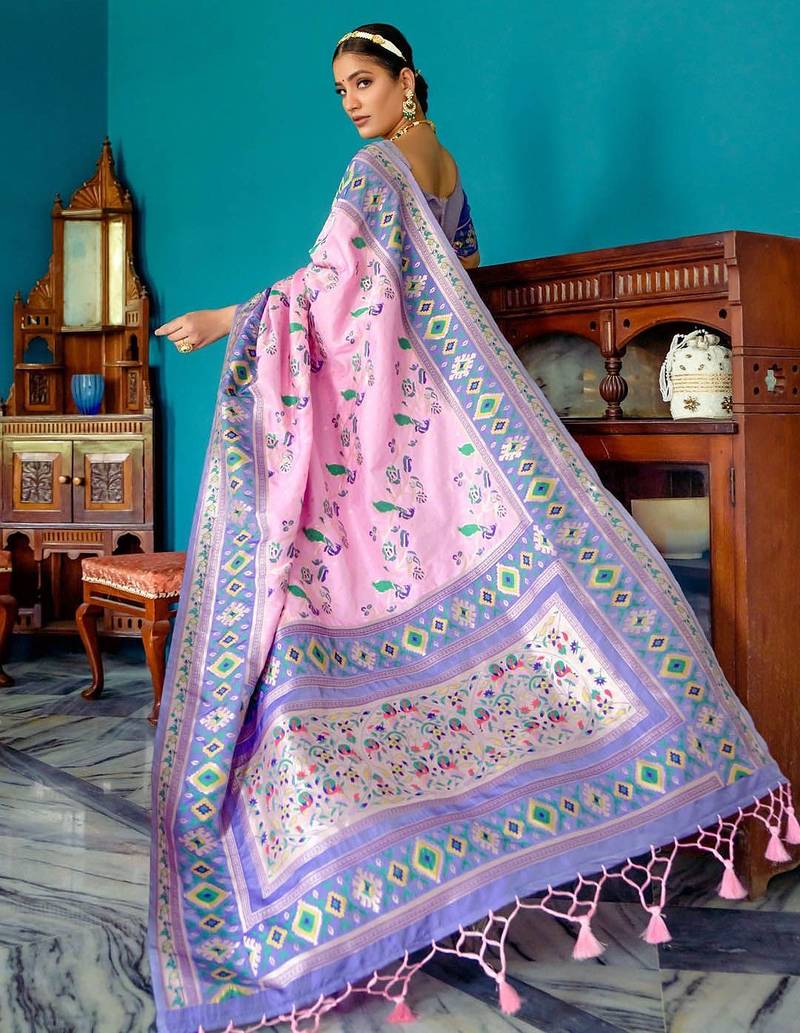 Ethnic Motifs Woven Design Zari Paithani Saree