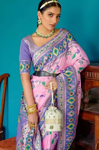 Ethnic Motifs Woven Design Zari Paithani Saree