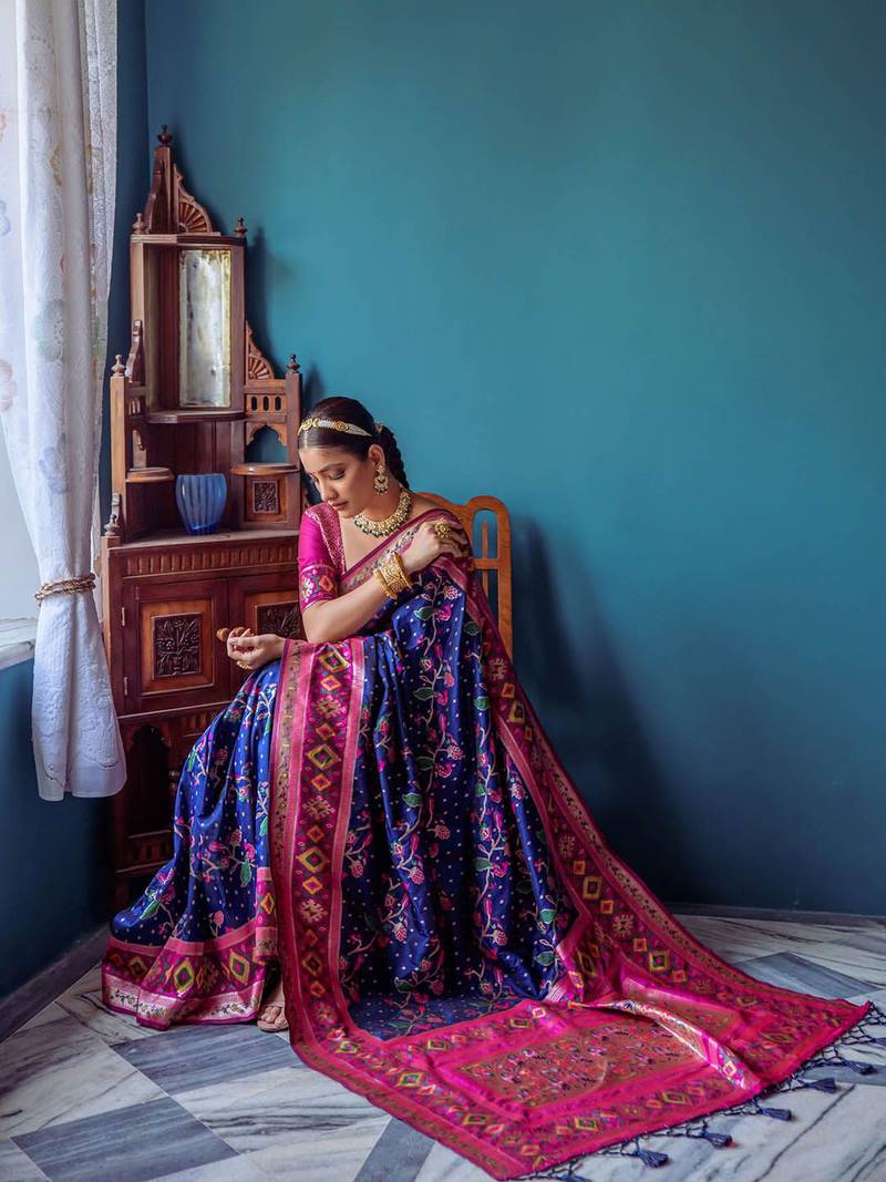 Ethnic Motif Woven Design Zari Paithani Saree