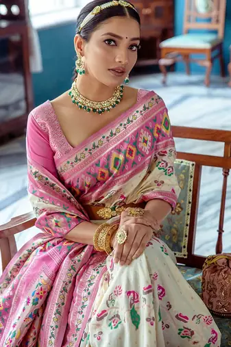 Ethnic Motifs Woven Design Zari Art Silk Paithani Saree