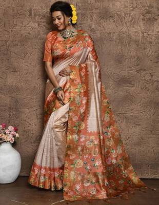Floral Printed Silk Cotton Saree 1