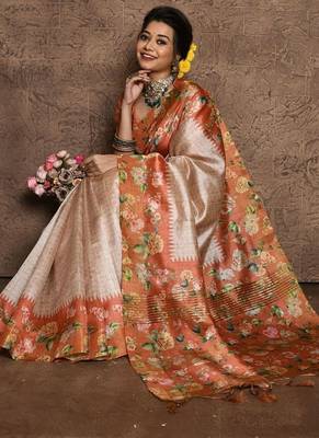 Floral Printed Silk Cotton Saree 2