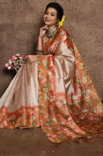 Floral Printed Silk Cotton Saree