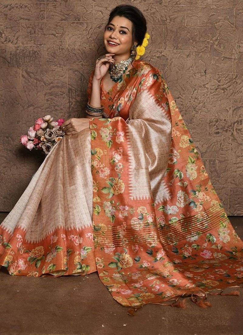 Floral Printed Silk Cotton Saree