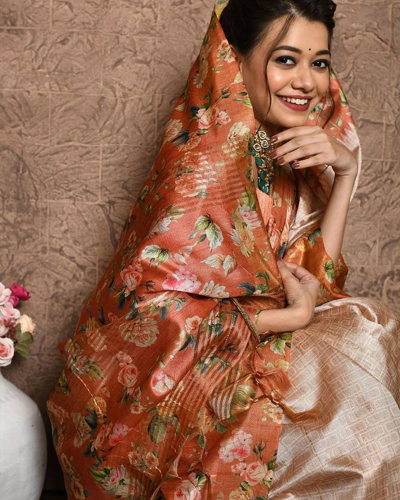 Floral Printed Silk Cotton Saree