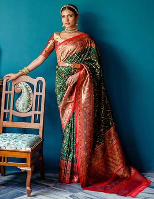 Ethnic Motifs Woven Design Zari Patola Saree 1